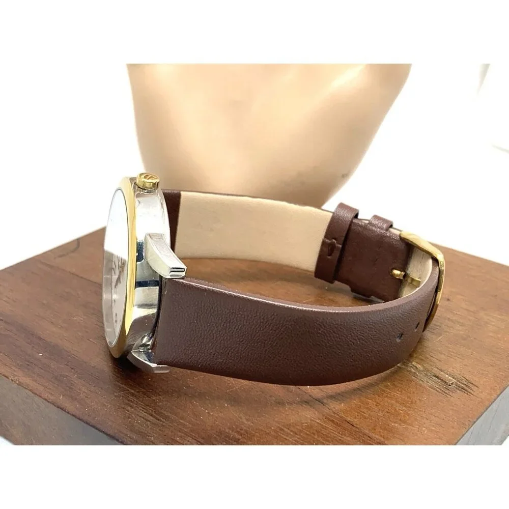 Timex Men's Watch TW2W52100 Quartz Indiglo White Dial Date Brown Leather 40mm